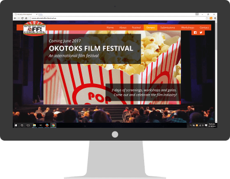 Okotoks Film Festival website, desktop view